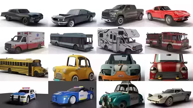 Ultimate 33-Vehicle 3D Mega Pack - Cars Trucks and Bikes Edition