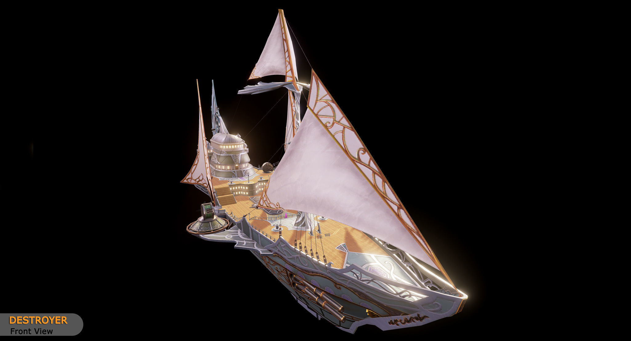 Warship - Destroyer Low-poly 3D model_3