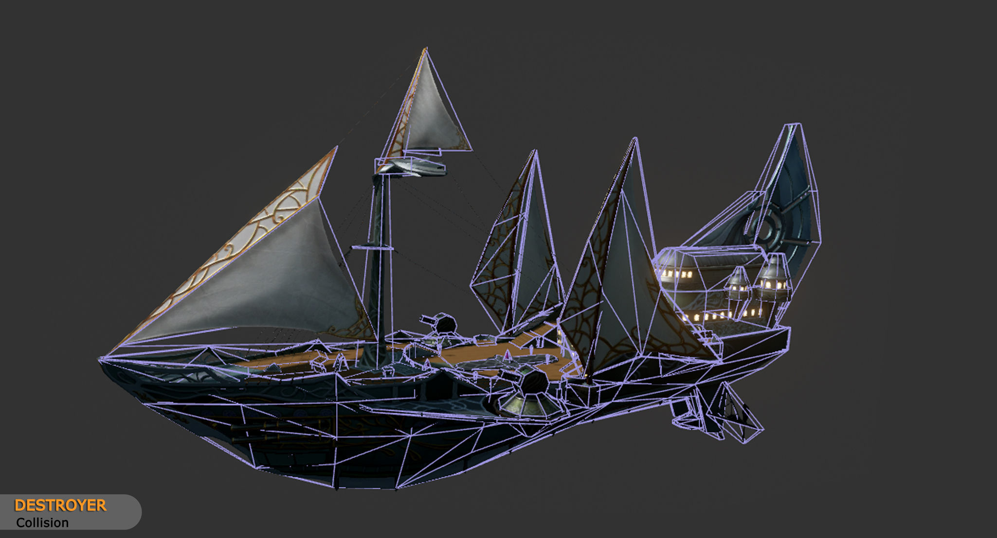 Warship - Destroyer Low-poly 3D model_8