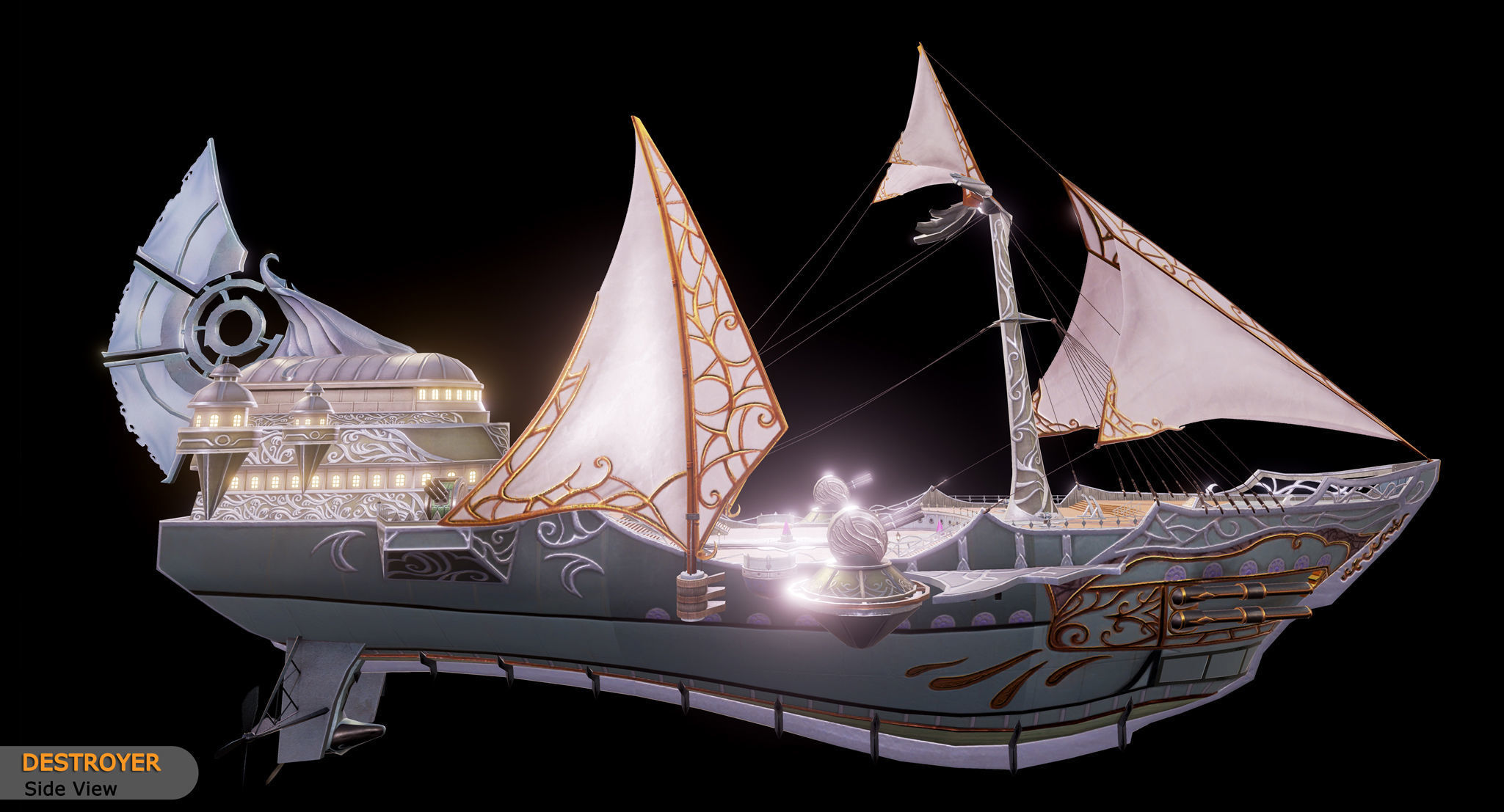 Warship - Destroyer Low-poly 3D model_4