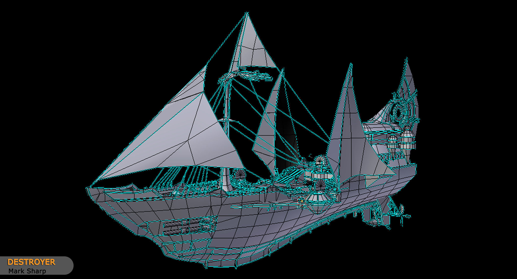 Warship - Destroyer Low-poly 3D model_7