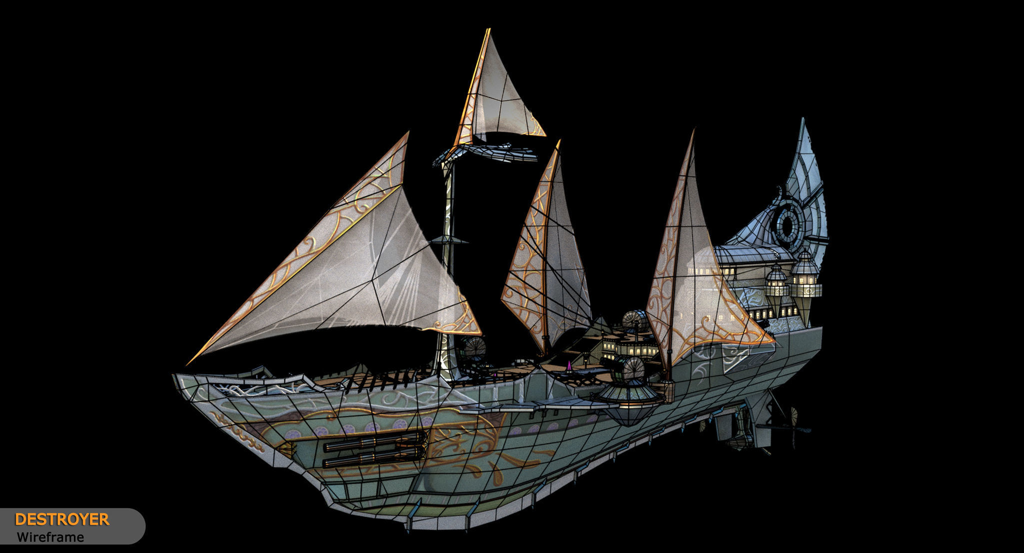 Warship - Destroyer Low-poly 3D model_6