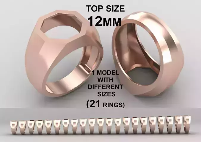 octagonal Signet Ring Base 12 MM top in All sizes 244-MWC