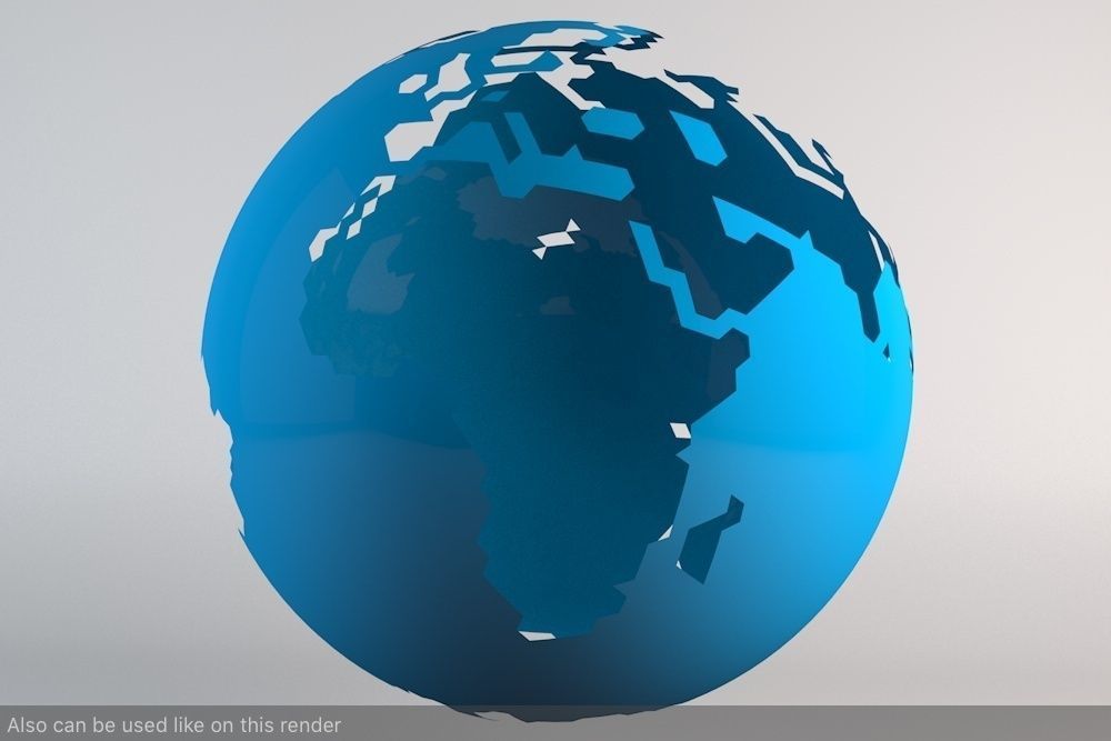 Earth Triangulated Geometry Design 3D model_5