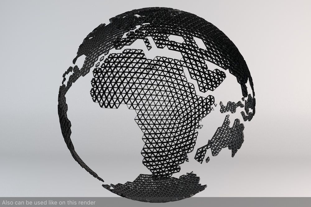 Earth Triangulated Geometry Design 3D model_3