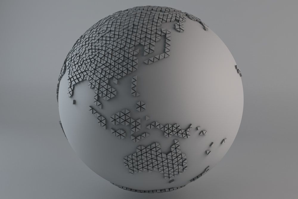 Earth Triangulated Geometry Design 3D model_2