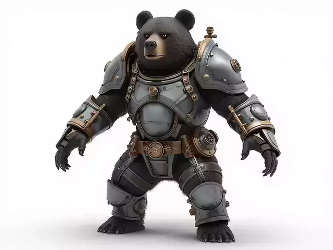 Steampunk Armored War Bear 3D Model
