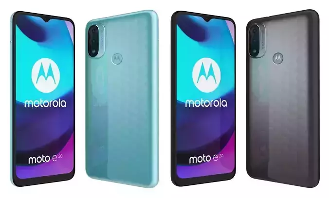 Motorola Moto E20 Blue And Gray High Poly