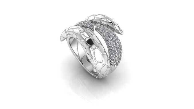 Diamonds Snake Python Ring  3D print model