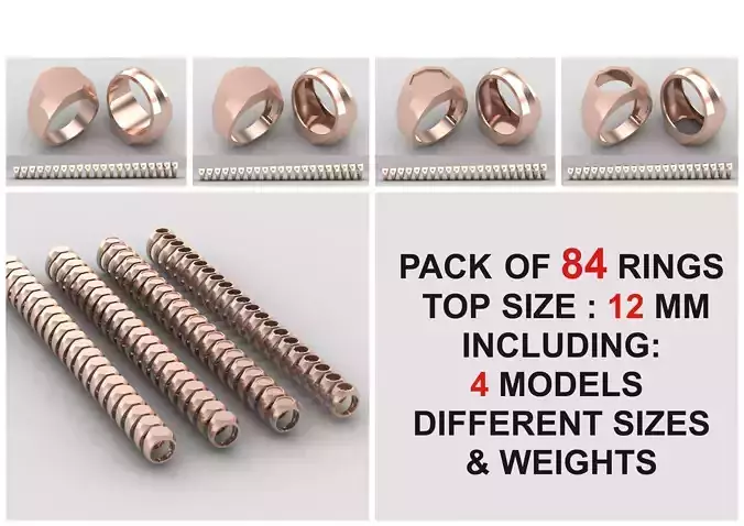 octagonal Signet Ring Base 12 MM top in All sizes 245-MWCG