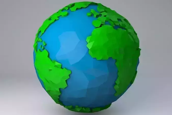 Crystallised Low Poly Cartoon Earth Low-poly 3D model