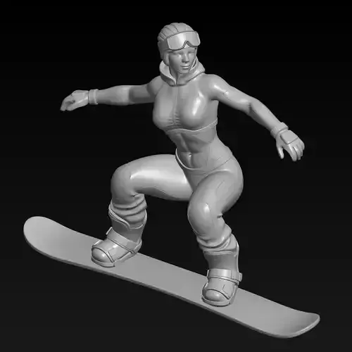 print ready high quality 3d snowboarder girl model