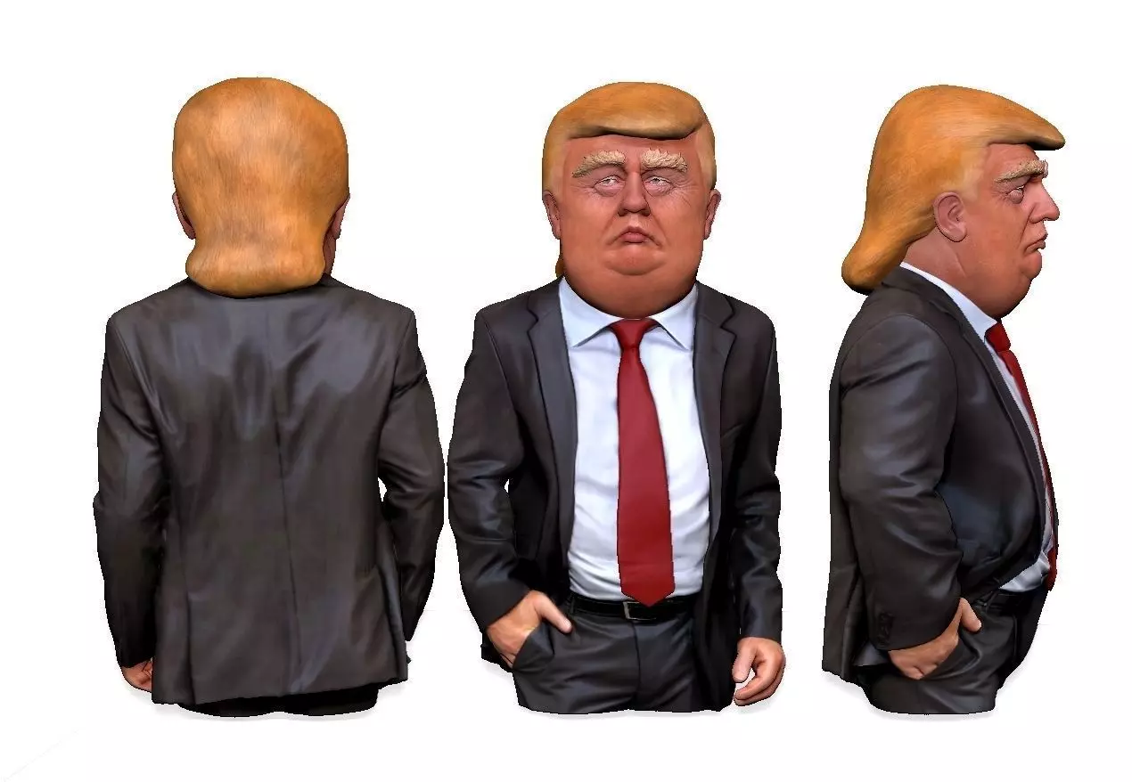 Donald Trump caricature bust 3D print model_0