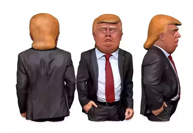 Donald Trump caricature bust 3D print model