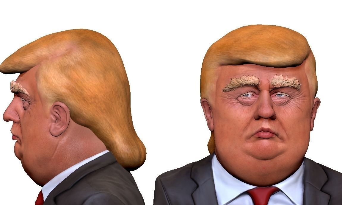 Donald Trump caricature bust 3D print model_2