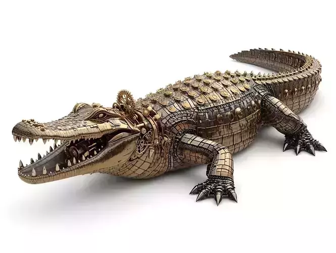 Steampunk Armored Crocodile 3D Model
