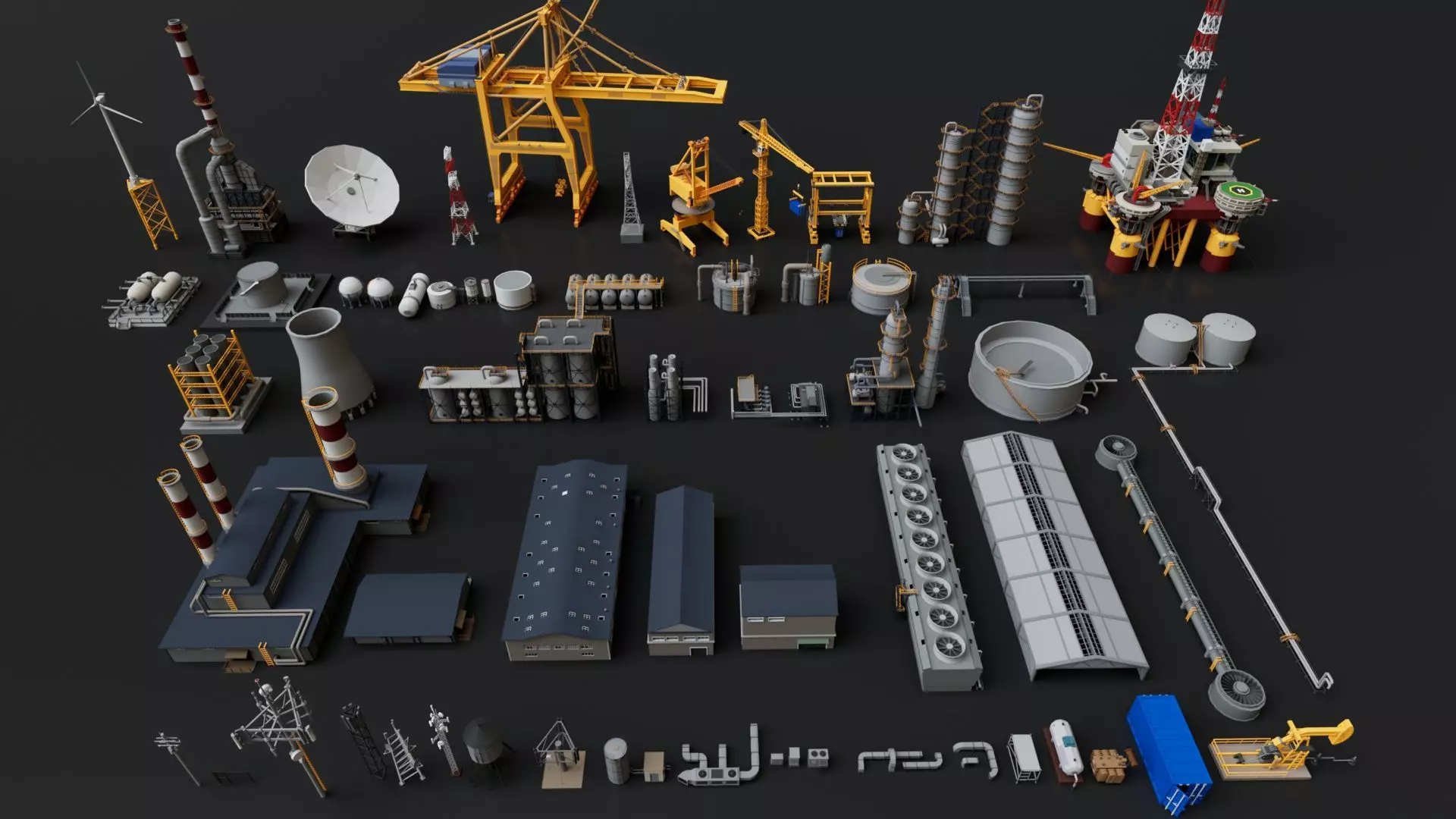 Refinery Factory Power Plant Mega Pack Collection 3D model