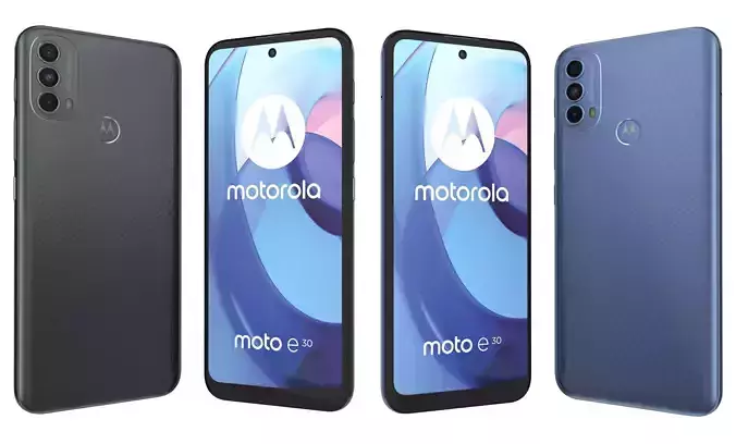 Motorola Moto E30 Black And Blue High Poly