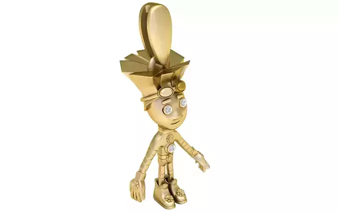 Golden Robot Character Pendant 3D Printable Model