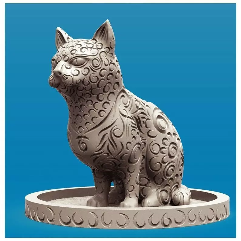 Tattooed Cat Animal Planter 3D Printable STL File 3D print model