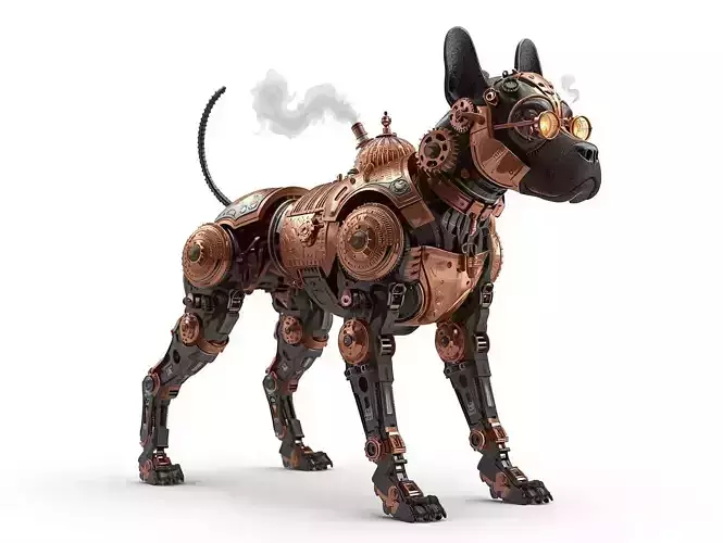 Steampunk Cybernetic Dog 3D Model
