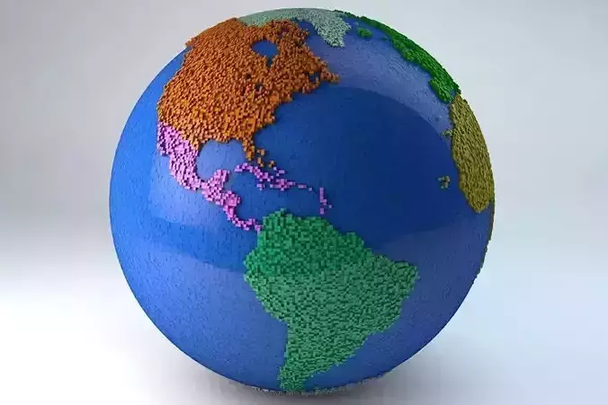 Pixel Earth 3D model