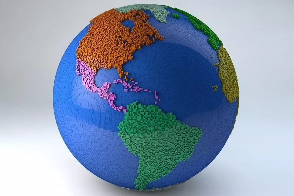 Pixel Earth 3D model_0