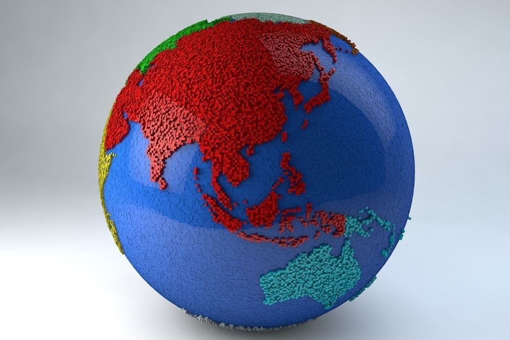 Pixel Earth 3D model_1
