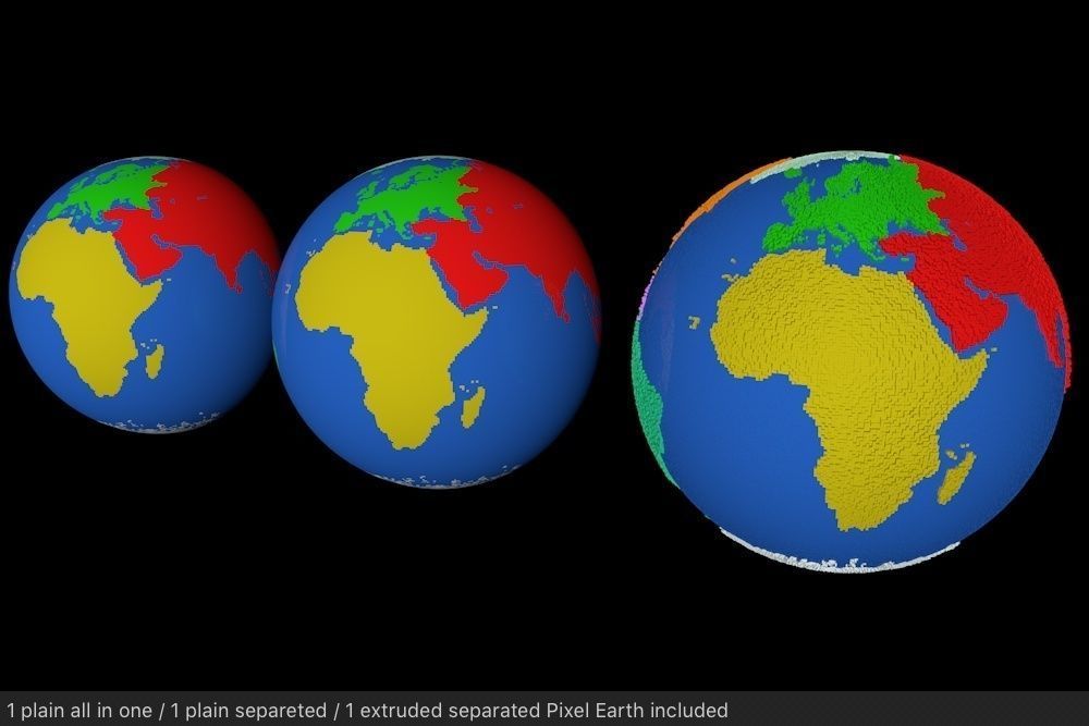 Pixel Earth 3D model_5