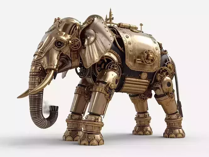 Steampunk Armored Elephant 3D Model