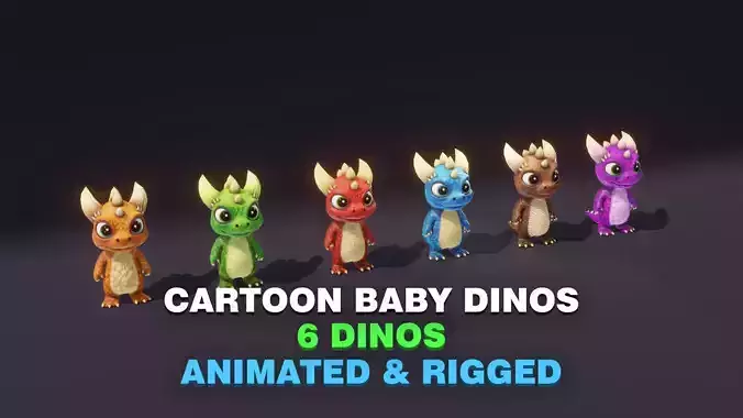 Cute Cartoon Dinosaurs 3D Models