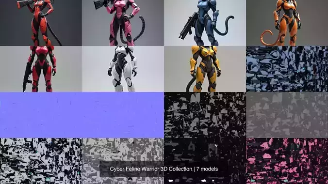 Cyber Feline Warrior 3D Collection