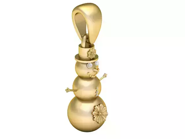 Golden Snowman Pendant 3D Printable Model