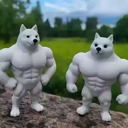 Swole body muscle dog sculpture design decoration