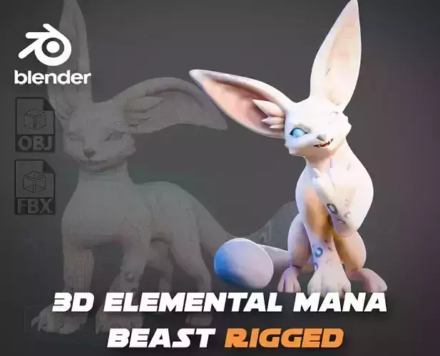 Elemental Mana Beast - Rigged Stylized Creature for Blender