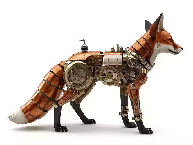 Steampunk Mechanical Fox 3D Model