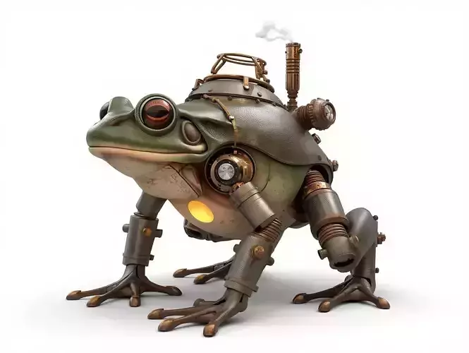 Steampunk Mechanical Frog 3D Model