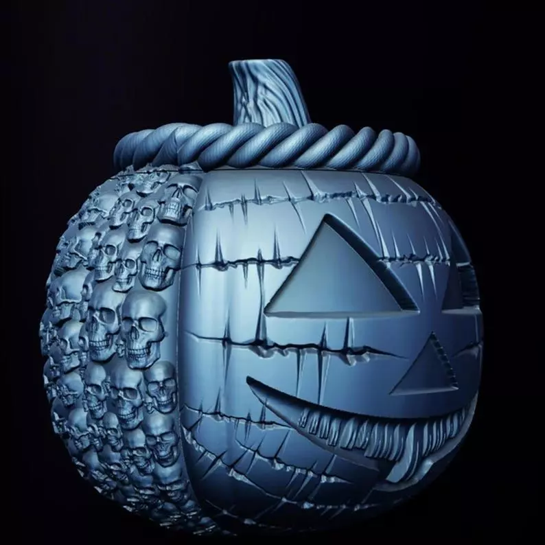 Skulled Rope Pumpkin Jar Smirk Squash 3D Printable STL File 3D print model