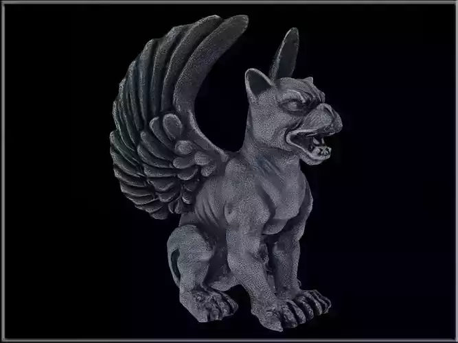 Sitting Winged Lioness Gargoyle