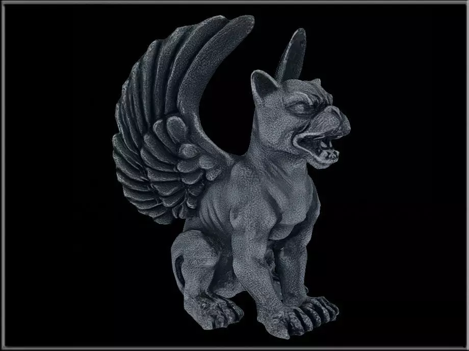 Sitting Winged Lioness Gargoyle Low-poly 3D model