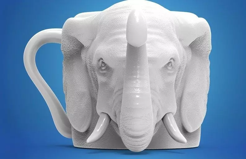Elephant Head Mug 3D Printable STL File 3D print model