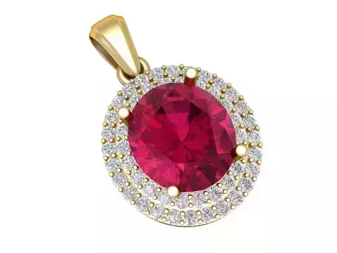 Ruby Halo Solitaire Pendant 3D Printable Jewelry Model