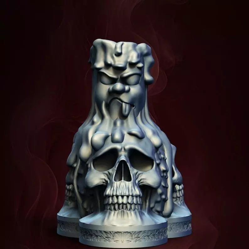 Horror Skulls Triad Candle Holder 3D Printer STL File 3D print model