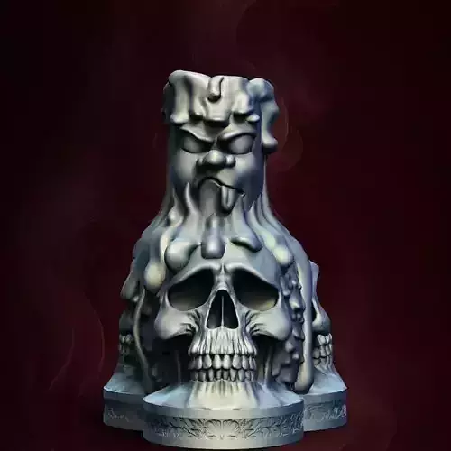 Horror  Skulls Triad  Candle Holder 3D Printer STL File 