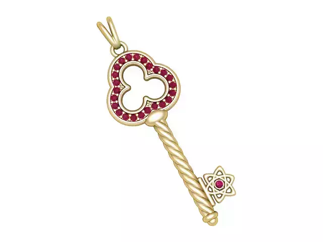 Ruby Royal Key Pendant 3D Printable Jewelry Model