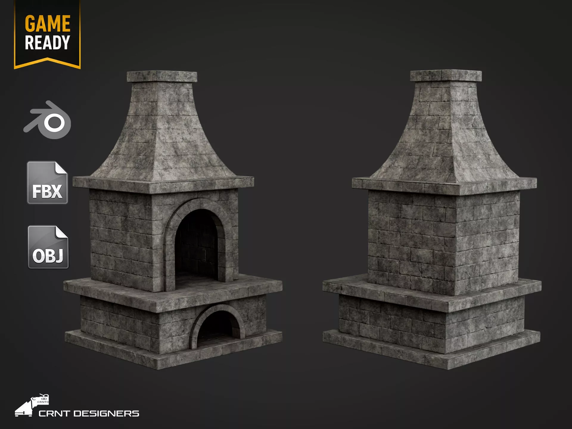 Medieval Forge Furnace Low-poly 3D model