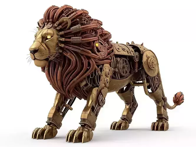 Steampunk Armored Lion 3D Model