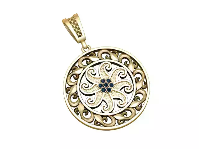 Sapphire Celtic Mandala Pendant 3D Printable Jewelry Model