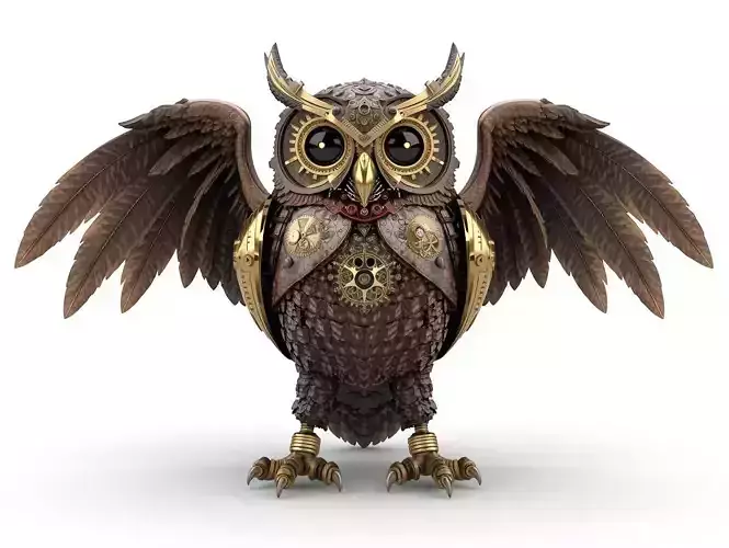 Steampunk Mechanical Owl 3D Model