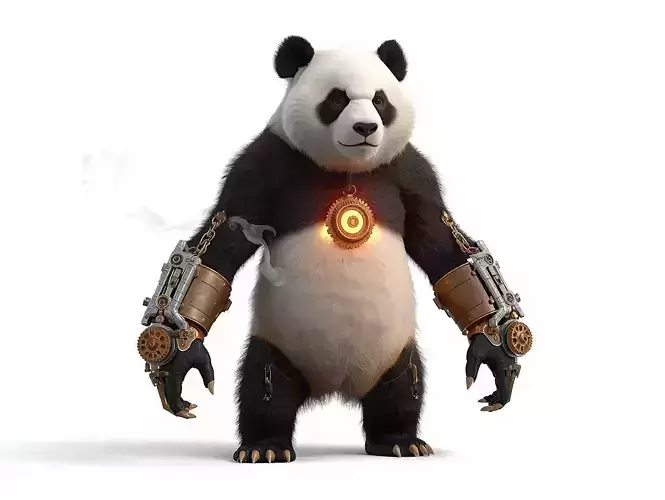 Steampunk Armored Panda 3D Model